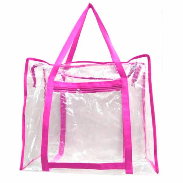 Ecobag em PVC Cristal Grande Alças Rosas