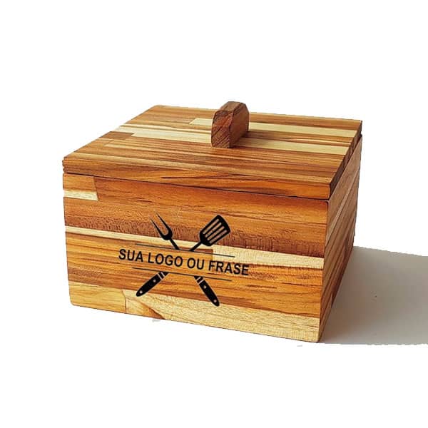 Saleiro Farinheira Personalizado Madeira Teca Anti Umidade